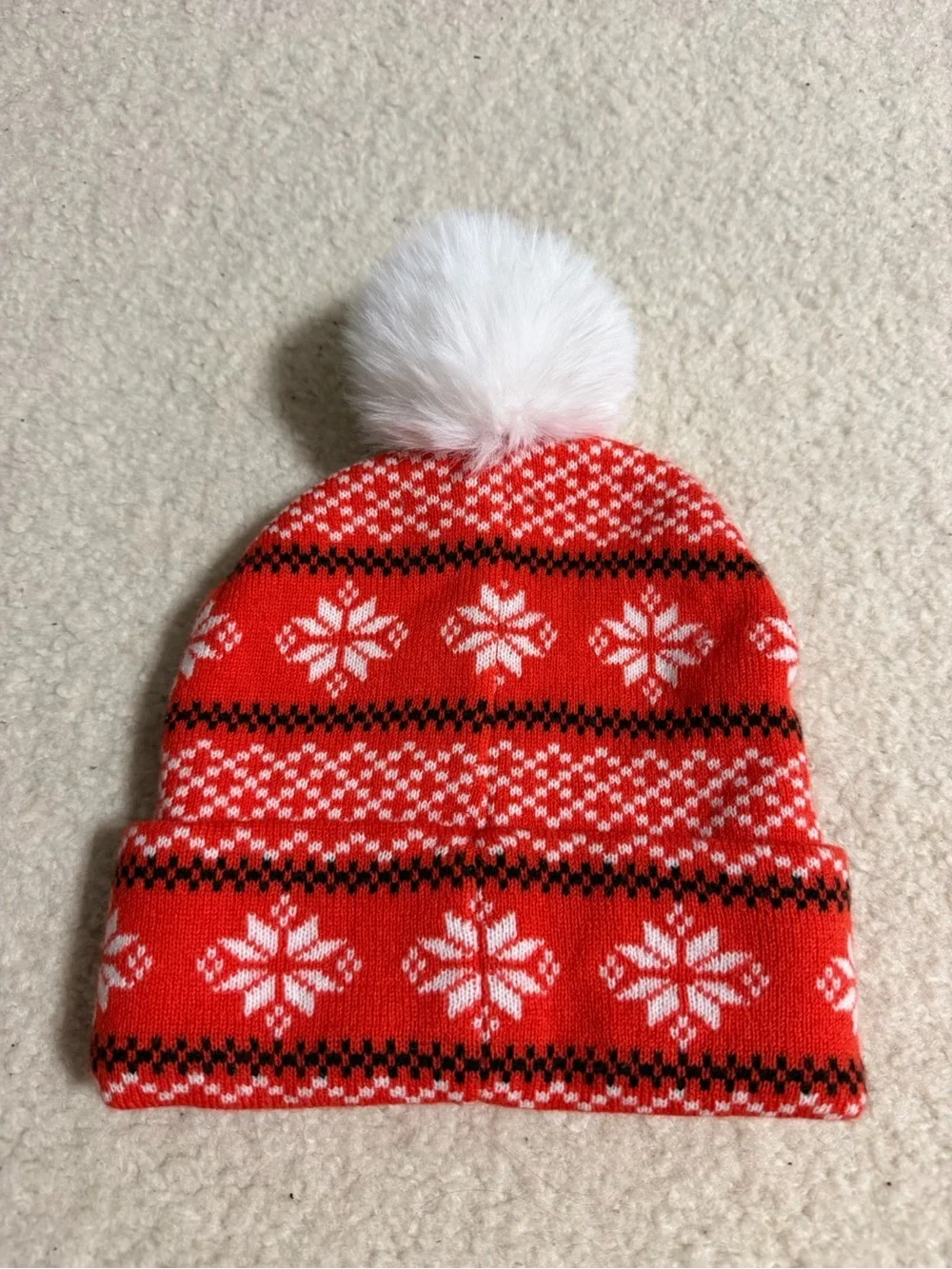 Christmas Xmas Holiday Beanie Hat with Grinch Patch and White Pom
